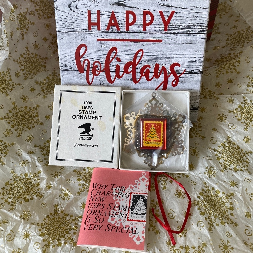 USPS  I Silverplate Snowflake Christmas Tree Stamp Ornament